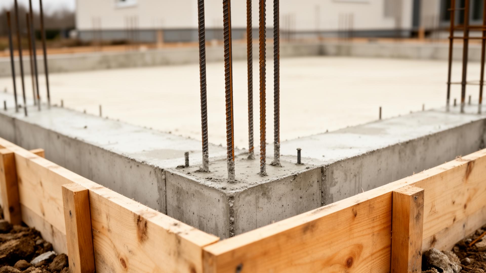 Close-up of formwork and rebar on a residential building site - the groundwork behind every development decision.